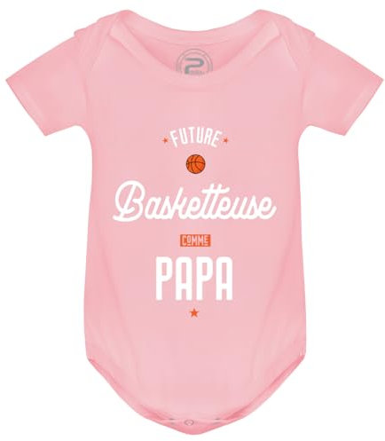 PIXEL EVOLUTION Body FUTURE BASKETTEUSE COMME PAPA Body bébé - idée cadeau naissance - idée cadeau naissance - taille 6 mois - Rose