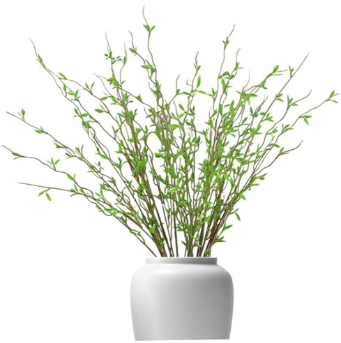 eurNhrN Pussy Willow Twigs 5PCS 45 Inch Artificial Branches for Vase Fresh Green Faux Greenery Stems with 4 Stems and 36 Green Sprouts Twisted Willow Branches Artificial Plants