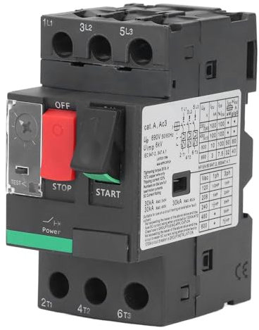 Disjoncteur de Moteur 6 à 10A, Commande à Bouton-poussoir, Montage sur Rail de 35mm, Déclencheur Magnétique Thermique AC690V, Câblage Facile
