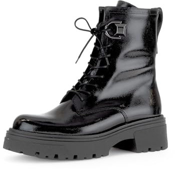 Gabor Damen Combat Boots, Frauen Stiefeletten,Best Fitting,uebergangsschuhe,uebergangsstiefel,schnürstiefel,schwarz(Altsilber),42 EU / 8 UK