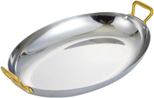 FUYAO Stainless Steel Oval Serving Platter With Double Handle Fish Plate Appetizer Dish Snack Plates Spanish Lobster Tray Bowl For Steaming Fish Dessert Meat Sushi