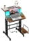 Dripex Standing Desk with Power Outlets & Strip Lights, Height Adjustable Rolling Desk with Tilting Table Top, Sit-Stand Workstation with Wheels, 60 x 60 cm, laptop Table