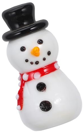 Warmhm Glas Schneemann Weihnachtsfigur Weihnachtsdeko Für Innen Und Außen Langlebige Handwerkskunst Vielseitige Weihnachtsdekoration Winterliche Tischdeko Geeignet Für Weihnachtsfeier Und