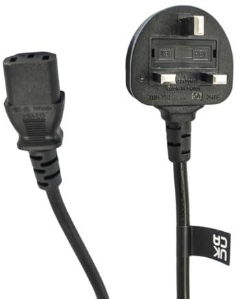1.8m Black Kettle Lead 3-Pin Power Plug Replacement for Dell, HP, PC, Monitor