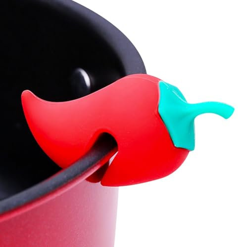 Silicone Pot Lid Lifter - Soup Cooker Lid Lifter, Silicone Pot Handle Holder, Pot Lid Overflow Protector in the Shape of a Small Pepper, Silicone Kitchen Tool for Home and Outdoor Cooking (1.18 x 1,