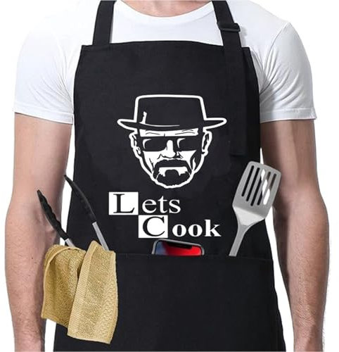 Tel Charme * Kochschürze für Manner, Bierliebhaber Kochschürze, Let's Cook, Grillgeschenke für Männer Lustige BBQ Grill-Schürzen für Männer mit 3 Taschen