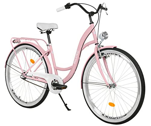 MILORD Damenfahrrad Citybike Komfort Retro Bike Hollandrad Vintage Fahrrad, 26, 28 Zoll, 3-Gang (Rosa, 28 Zoll)