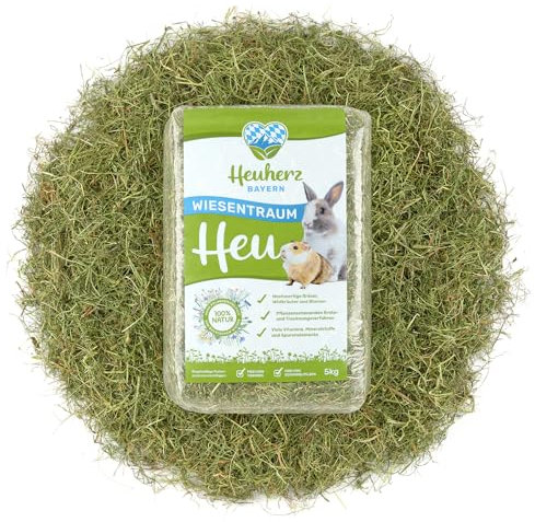 Heuherz Bayern Wiesenheu Bio 5 kg – Premium Heu für Kaninchen, Meerschweinchen & Nager – schonend getrocknet, staubarm & nährstoffreich – 100% naturbelassen, nachhaltig & ohne Zusatzstoffe