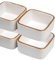 Stoneware Square Ramekins Set Of 4 Off White Matt 100ml Oven Condiment Cup Pots 7x4x7cm