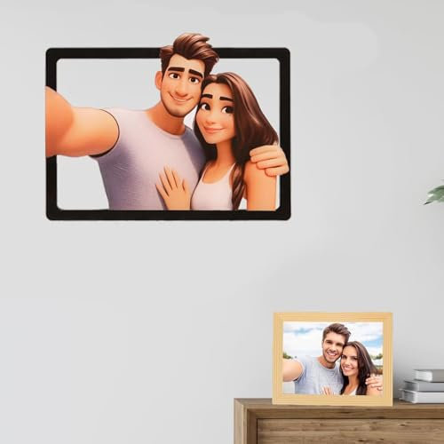 Generisch Personalisierte 3D Cartoon Stil Foto - Acryl Fotorahmen Zeichen, Individuelles foto Cartoon-Porträt Bilderrahmen, Hochzeitstag Weihnachtspaar Geschenk Wanddekoration Geschenk
