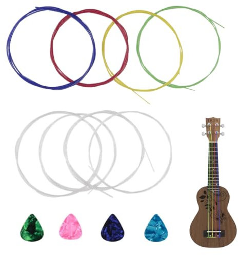 MOLZINY 2 Sets Cuerdas de repuesto para Ukelele Accesorios Cuerdas de Nylon Cuerdas de Ukelele de nailon para Ukelele Acústico para ukelele Soprano Barítono Concierto Cuerdas y 4 celuloide