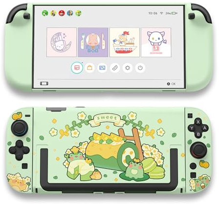 GeekShare Schutzhülle kompatibel mit Switch 2, Harte, schlanke PC-Hülle, dockbares Design für Switch 2 Konsole und JC-Controller – Matcha-Frosch