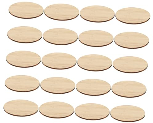 KONTONTY 20pcs Natural Bamboo Slices Round Piece Unfinished Circle for DIY Crafts and Boy Girl's Painting Circle
