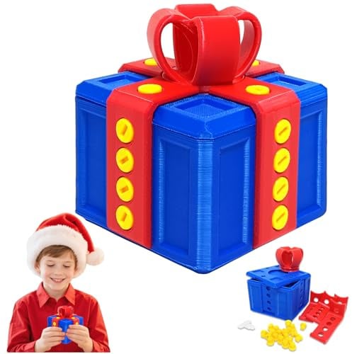 Nervige Geschenkbox, 8CM 3D-Druck Geschenkbox mit Twist Speicher Streichbox Rätsel Für Kreative Geschenke Speicher Streichbox für Valentinstag Kleiner Schmuck Valentinstag Geburtstagsgeschenk (Blau)
