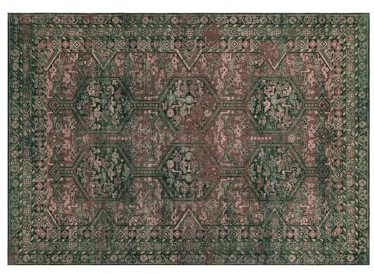Loberon Teppich Incantaro - Hochwertiger Druck im Aztekenmuster - Weiche Haptik - Ethno-Chic - 170x240 cm - Wohntextilien - Wohnaccessoires - Baumwolle, grün