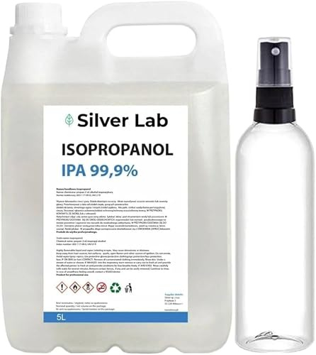 Silver Lab® Isopropylalkohol/Isopropanol IPA 99,9% 5L – Für die Reinigung von Elektronik, Leiterplatten, Glas, Metall & Optik inkl. 150 ml Sprühflasche