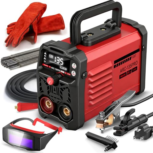 Ppizkk Soldador de palo, máquina de soldar-135PRO IGBT pantalla digital LCD, soldador de arco de bricolaje para el hogar, mini soldador antiadherente de fuerza de arco de arranque en caliente