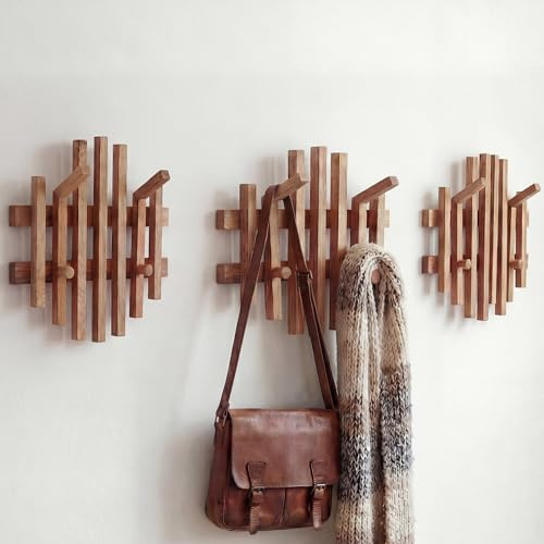 MCA 3er-Set Garderobenpaneel HWC-P57 Massiv-Holz Eiche | Wandgarderobe, Garderobenleiste, Holzgarderobe