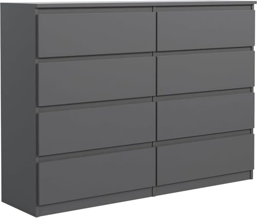 meble masztalerz Kommode 100, 8 Schublade, Anthrazit | Kommodenschrank 100x39x101, 5 cm, Moderne Schubladenschrank, Sideboard für Wohnzimmer, Flur & Schlafzimmer