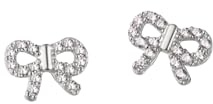 Einzelstück® Ohrringe in Schleifen Form mit Zirkonia Kristallen I Ohrstecker Little Bow 925 Sterling Silber 14K vergoldet I Silber, Gold & Rosegold (Silver)
