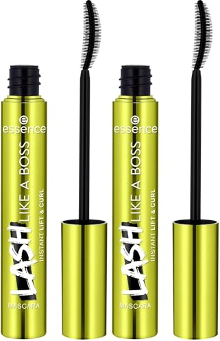 essence LASH LIKE A BOSS INSTANT LIFT & CURL MASCARA, Schwarz, langanhaltend, schwunggebend, sofortiges Ergebnis, vegan, ohne Mikroplastikpartikel, ohne Parfüm, ohne Alkohol, 2er Pack (9.5ml)