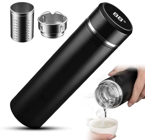 Thermosflasche 500 ml Edelstahl – Trinkflasche Vakuum Isolierbecher mit LED Temperaturanzeige, Auslaufsicher, BPA-frei, Thermoskanne Wasserflasche für Büro, Outdoor & Unterwegs