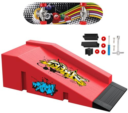 JurciCat Mini Fingerboard Finger Skate Ramp Set de Accesorios con 1 Finger Scoote y Accesorios de Repuesto Ultimate Sport Training Requisiten (B)