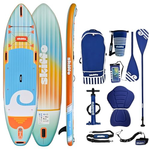 Skiffo Rivage 11' – Aufblasbares 2-in-1-Kajak, komplett, 335 x 86 x 15 cm, max. 160 kg, stabil & vielseitig – einzigartiges Design