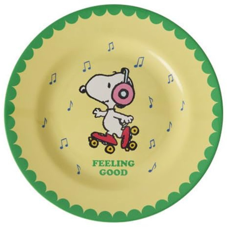 Rice Teller rund aus Melamin BPA-frei mit Snoopy Print in Gelb Ø 20 cm - Frühstücksteller & Kuchenteller für Camping, Picknick & Alltag