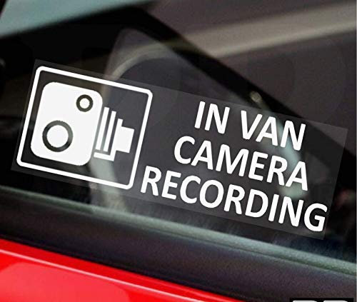 Platinum Place 5 x Small In VAN Camera Recording Window Stickers-87mm x 30mm-CCTV Warning Signs-Van,Lorry,Delivery,Courier,Transit C50