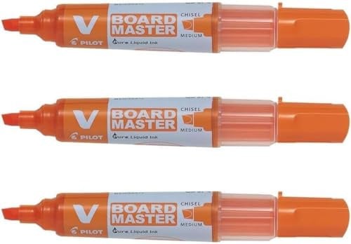 Pilot Pack of 3Marker Begreen V Board Master Chisel Medium Orange Pasteaa