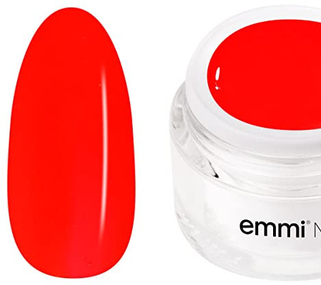Emmi Nail Farbgel Rot - Veganes UV/LED-Gel für glänzendes Finish, hohe Deckkraft, mittelviskos, kein Verlaufen in die Nagelränder, 5 ml - Neon Red