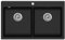 Festnight Overmount Kitchen Sinks Double Basin 2 Bowls Granite Sinks 860 x 510 mm (Black)