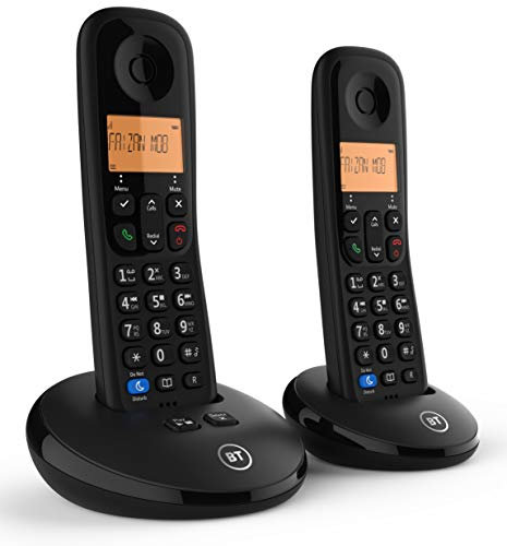 BT Everyday Cordless Home Phone with Basic Call Blocking and Answering Machine, Twin Handset Pack, Black