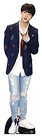 Star Cutouts CS748 Jin Kim Seok-jin Red Tie Lifesize Cardboard Cutout with Mini – KPop Idol Display, Party Decoration & Fan Gift