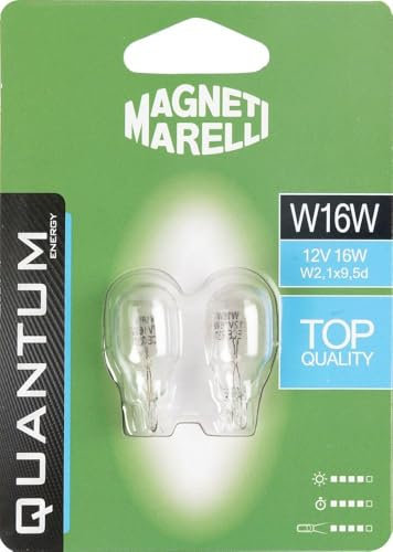 MAGNETI MARELLI 070.0000009489 W16W Paar Auto Glas 12V 16W Sockel W2,1X9,5d, Weiß