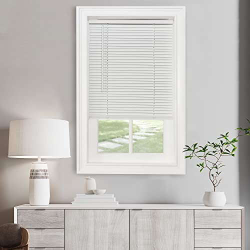 Cordless Light Filtering Mini Blind - 31 Inch Width, 72 Inch Length, 1 Slat Size - Pearl White - Cordless GII Morningstar Horizontal Windows Blinds for Interior by Achim Home Decor