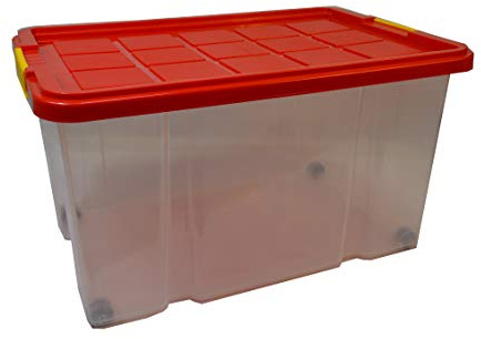 0791266445567 1 Stück Kommodenbox 60 X 40 X 34 CM mit Deckel 55 Liter Aufbewahrungsbox Stapelbox Eurobox und Rollen Rollbox Wäschebox Lagerbox