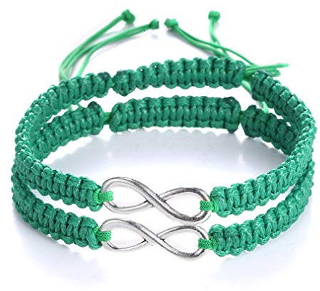 AidShunn Bracelets infinity Braided Handcrafted Adjustable Braided for Men Women Friendship Family Couple 2Pcs
