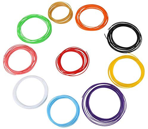 3D Pen Filament, 1.75mm 3D Printer Filament 3D Printing Pen Filament Refills for 3D Pen Drawing Kids Safe 10 Colors 5 Meters Each(PLA)