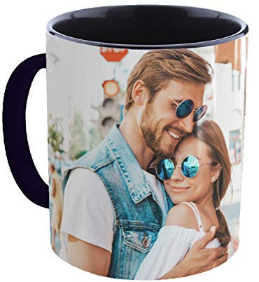 Kembilove Taza de Desayuno Personalizada con Foto 350 ml - Regalo Original Personalizado con Foto - Tazas Personalizadas con Interior Color Amarillo - Regalo para Cumpleaños, Madres, Parejas