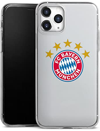 Slim Case kompatibel mit Apple iPhone 11 Pro Silikon Handyhülle transparent Hülle extra dünn FC Bayern München FCB Sterne