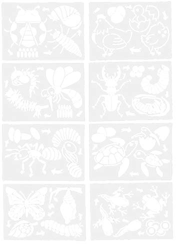 Kinder Tier Lebenszyklus Muster Kritzeln Malvorlage, hohle Malvorlage DIY Zeichenmaterial Vorlage Set A4(#1)