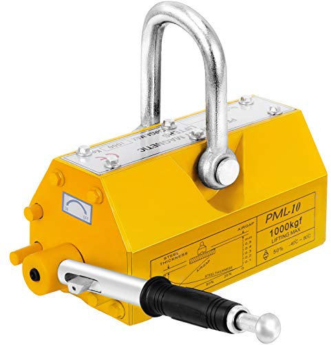 VEVOR Elevador Magnético de Acero de 1000kg, Imán de Elevación de Grúa de Elevación, de Alta Resistencia Amarillo, Elevador Magnético con Imán Duradero Flexible, Levantamiento Magnético