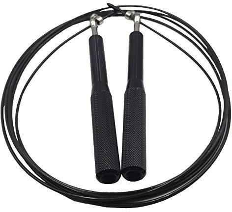 twinsailors Springseil Schwarz - für Erwachsene und Kinder, high speed 360° Kugellager, Länge einstellbar, ANTI- Rutsch Aluminiumgriffe, Ausdauertraining, Speed Rope Fitness Zubehör & Sport