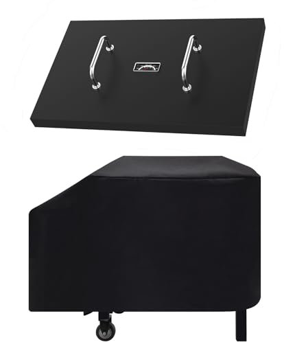 EasiBBQ 5003 Hard Cover for Blackstone 28 Griddle, and 1529 Heavy Duty Grill Cover for Blackstone 28 Griddle, Black