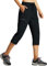 Libin Damen Wanderhose Sommer Leicht Schnell Trocknend Caprihose Trekkinghose Outdoorhose Wasserdicht Winddicht Funktionshose mit Reißverschlusstasche, Schwarz, L