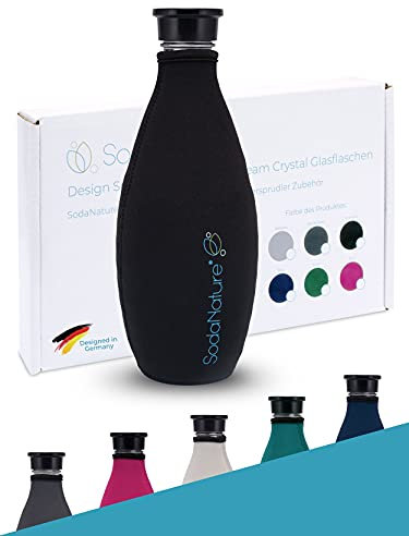 SodaNature® Funda protectora de diseño para botellas de cristal SodaStream | funda de neopreno de alta calidad con efecto de refrigeración 10 horas + protección contra roturas | accesorio para