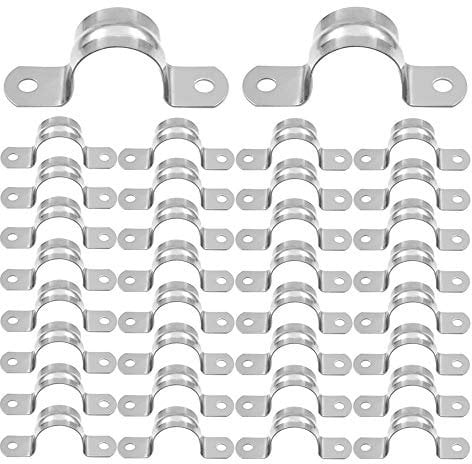 Dtoterul Metallschellen 32 Stück Rohrschelle 20mm Rohrschelle 304 Edelstahl U Schlauchschelle Befestigungsschelle 2 Loch Schlauchschelle U-Typ Karte Rohrklemme,für Rohrbefestigung 20mm