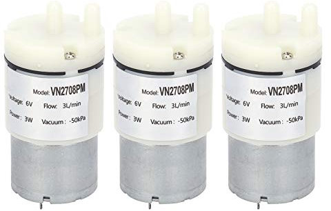 Mini Moteur de Pompe à Air, Mini Pompe à Diaphragme DC 6 V, 3 Pièces à Faible Bruit VN2708PM Micro Pompe à Eau pour Aquarium et Appareils Ménagers
